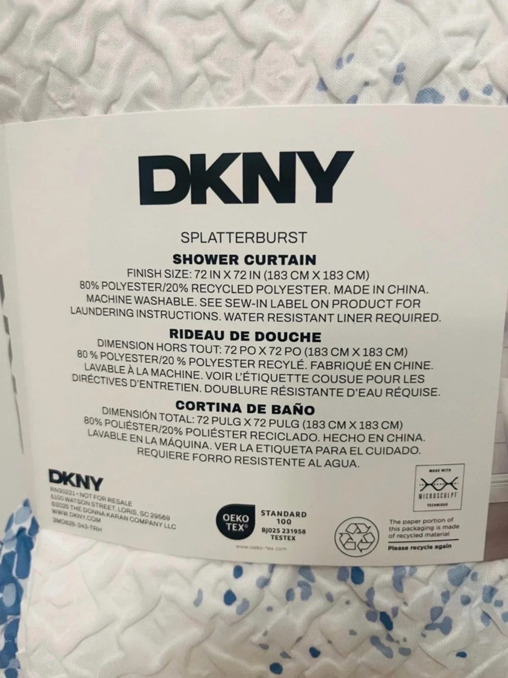 DKNY Splatterburst Microsculpt Shower Curtain 72